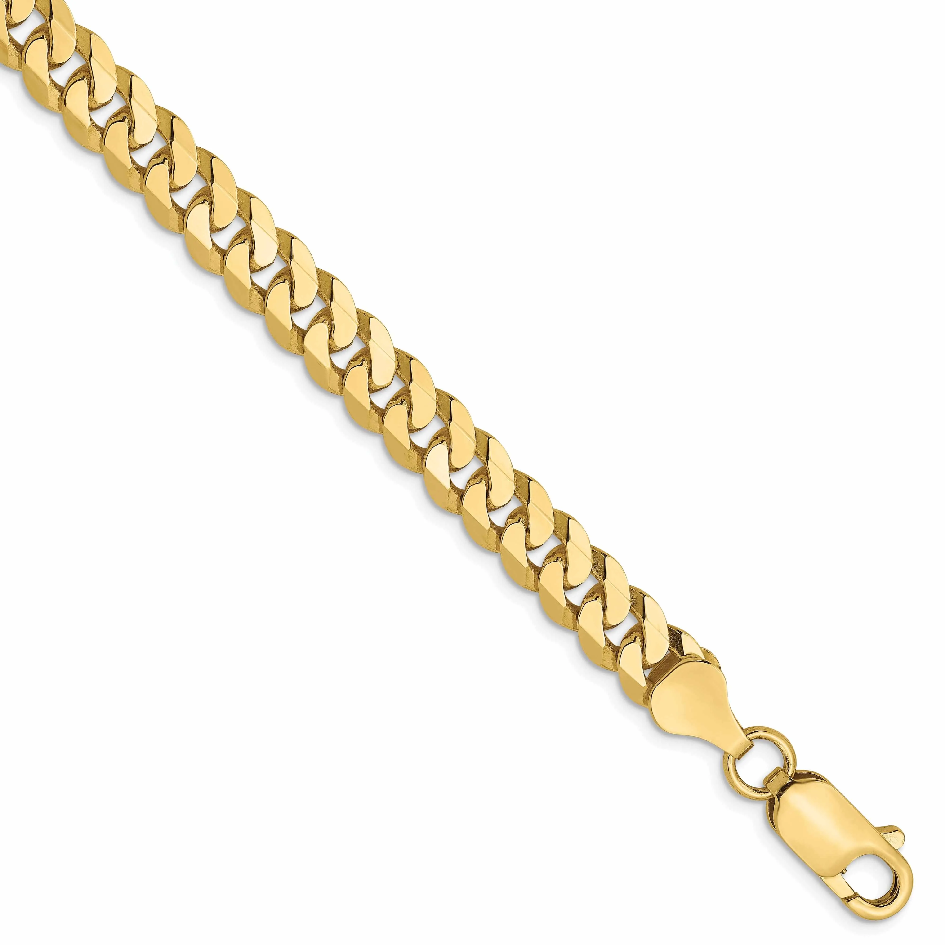 10k Yellow Gold 6.1mm Flat Beveled Curb Chain
