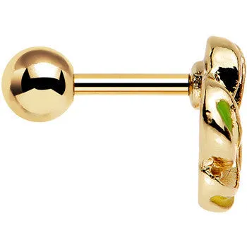 16 Gauge 1/4 Gold Anodized Festive Wreath Tragus Cartilage Earring