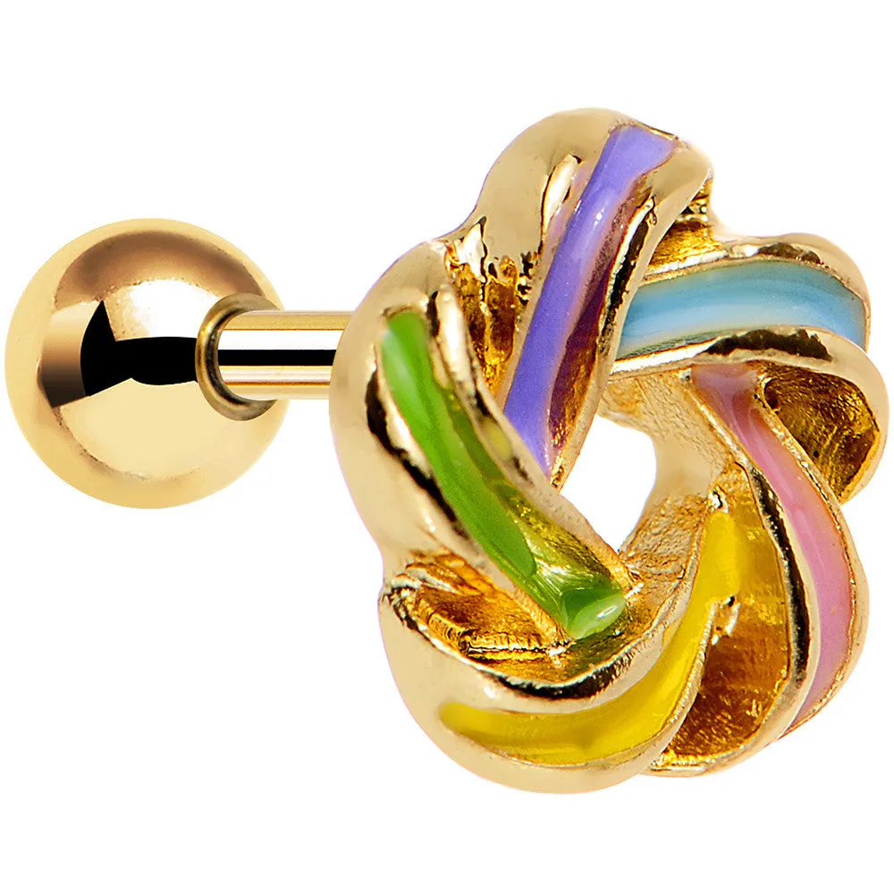 16 Gauge 1/4 Gold Anodized Festive Wreath Tragus Cartilage Earring