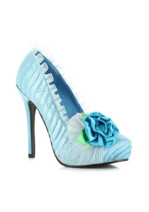 5 Satin Pump With Flower And Rhinestone Decor. Women