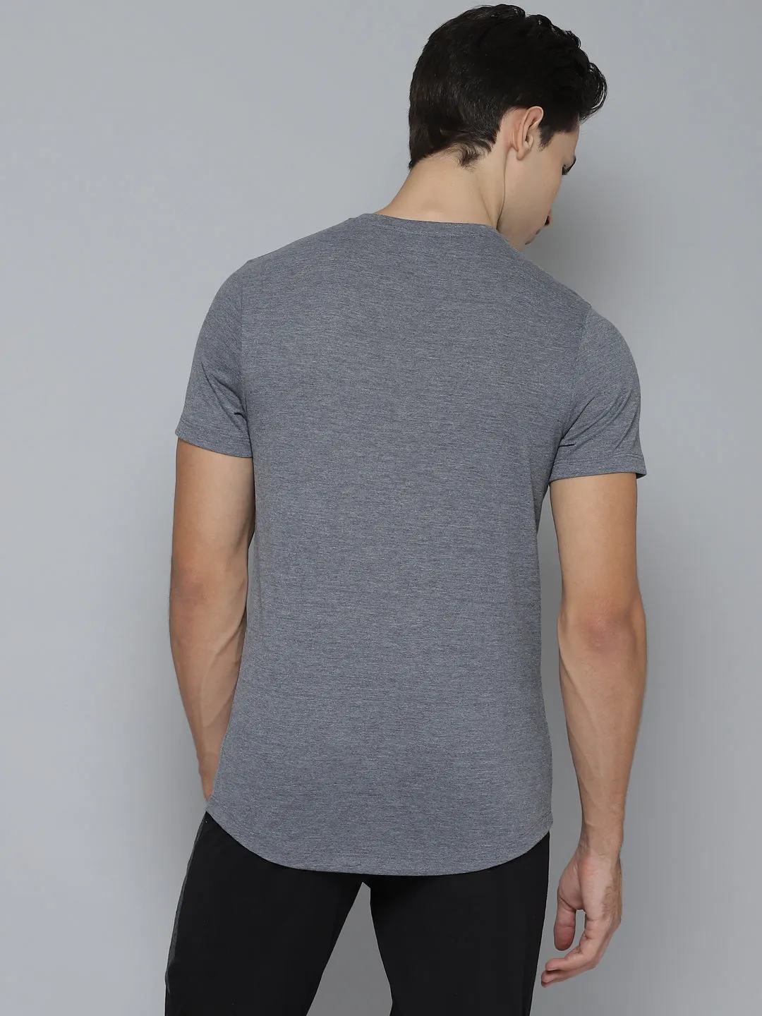 Alcis Men Solid Grey Melange Tshirts
