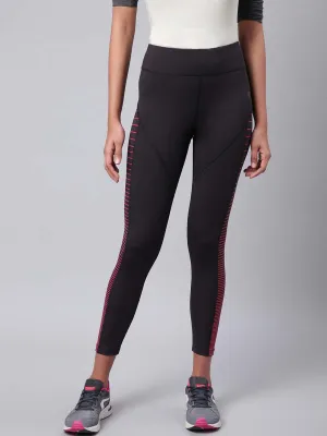 Alcis Women Black Drytech  Solid Cropped Training Tights