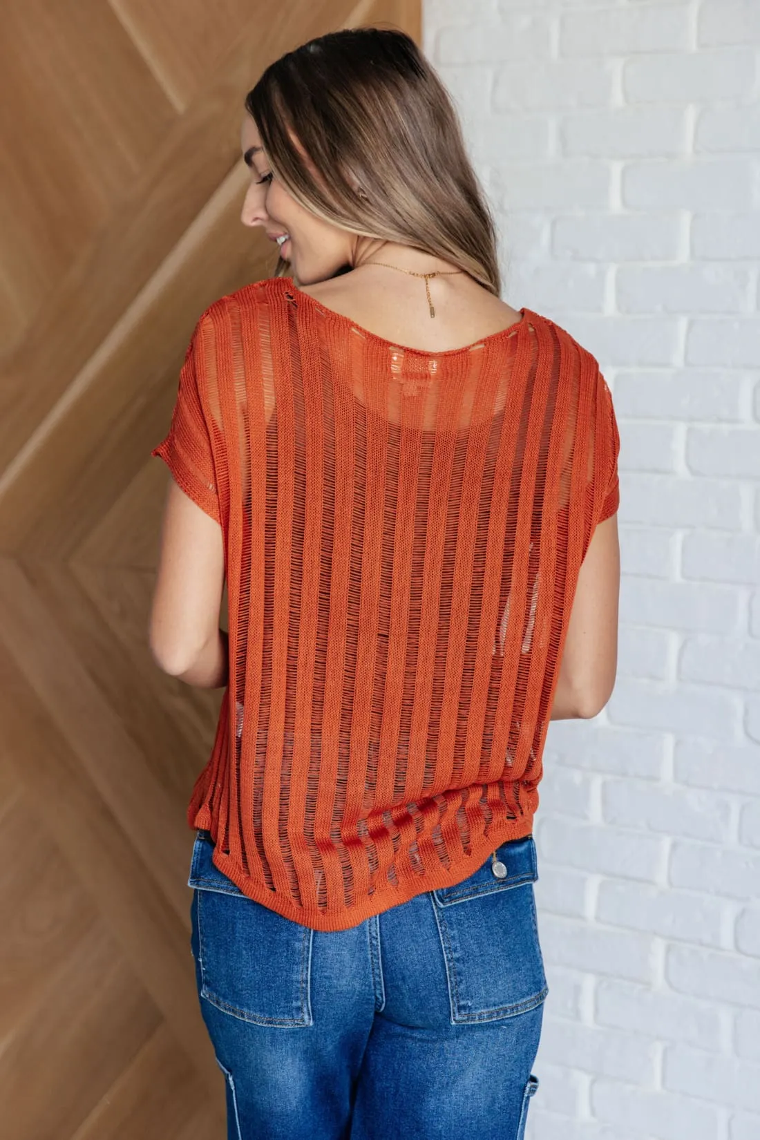 All I See Is You Loose Knit Orange Top