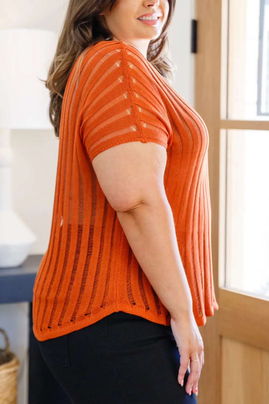 All I See Is You Loose Knit Orange Top