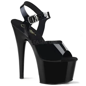 Black - Adore 7" ALL TPU Platform Heel with Strap - Size