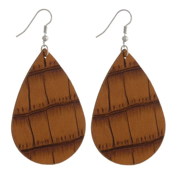 Brown Woven Teardrop Earrings