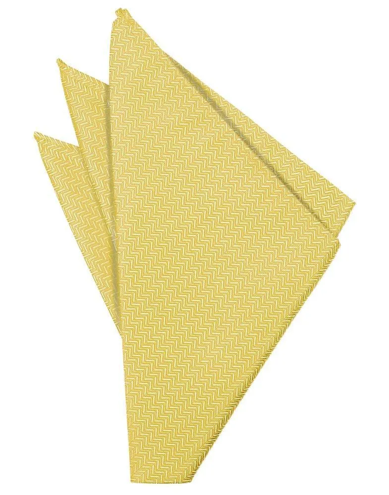 Buttercup Herringbone Pocket Square