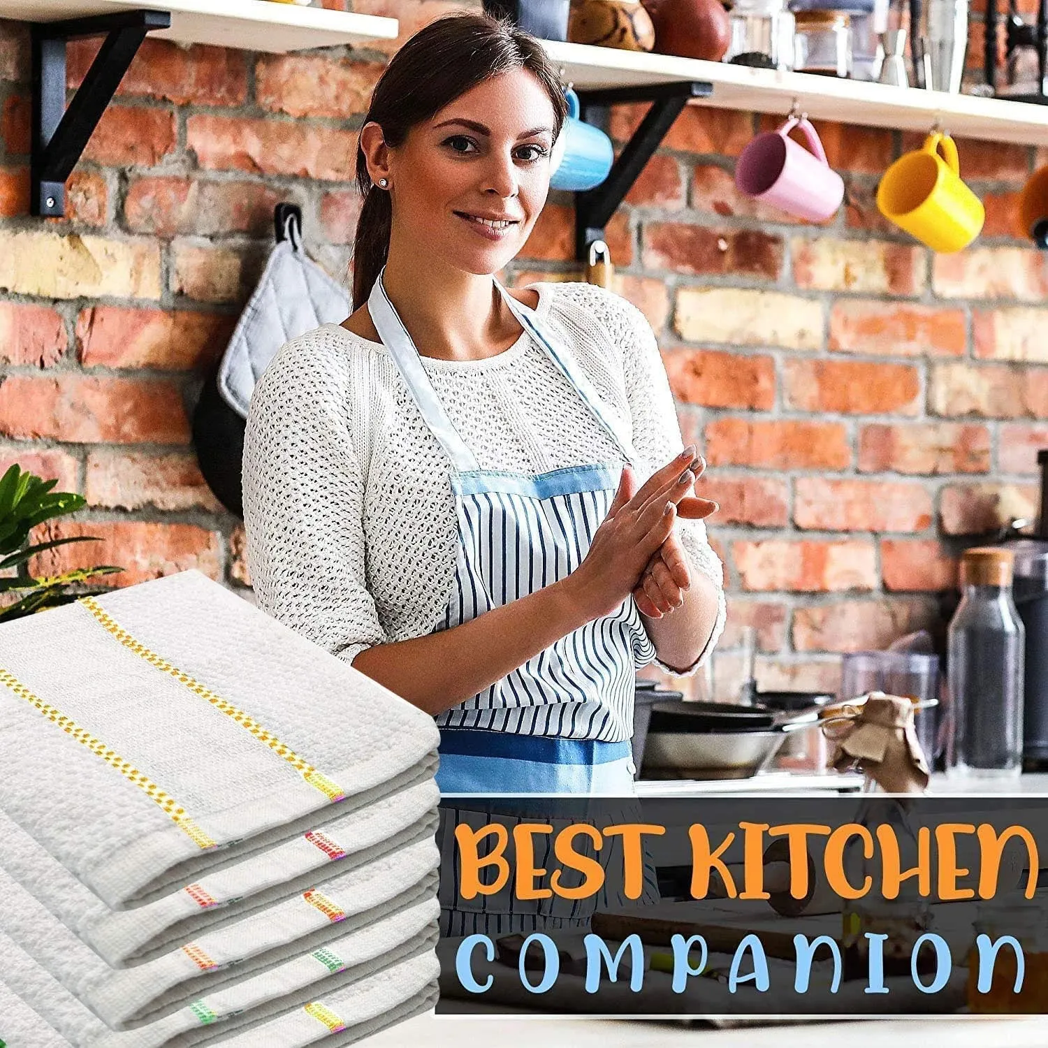 Cambridge Cotton Dobby Weave Tea Towels – Stripes Kitchen Towels