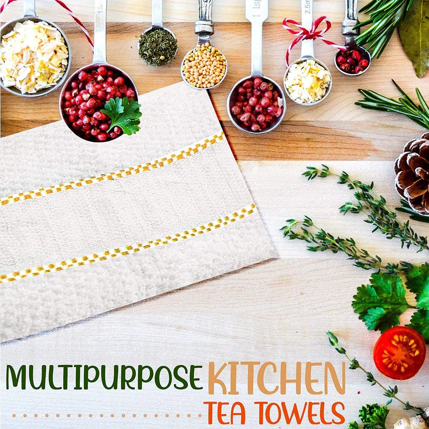 Cambridge Cotton Dobby Weave Tea Towels – Stripes Kitchen Towels
