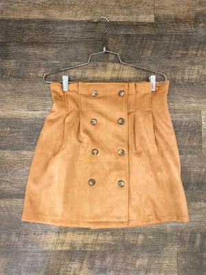 Camel Suede Button Skirt