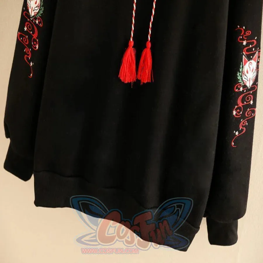 Cartoon Fox Tassel Drawstring Hoodie mp006245