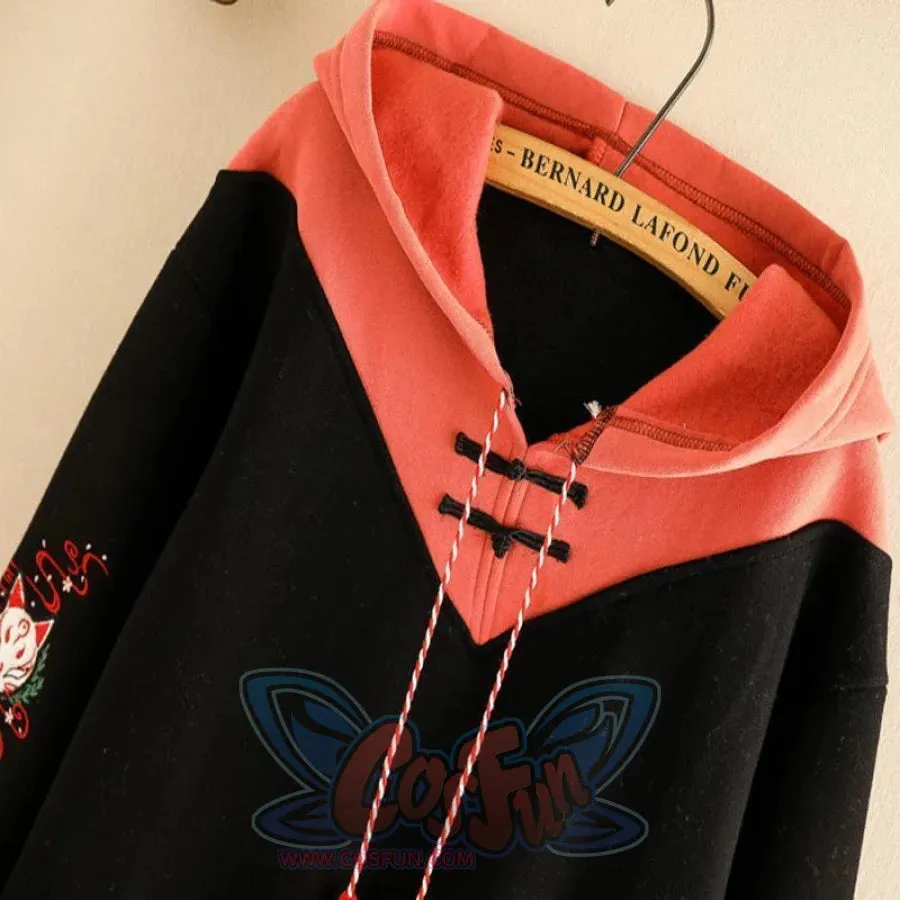 Cartoon Fox Tassel Drawstring Hoodie mp006245