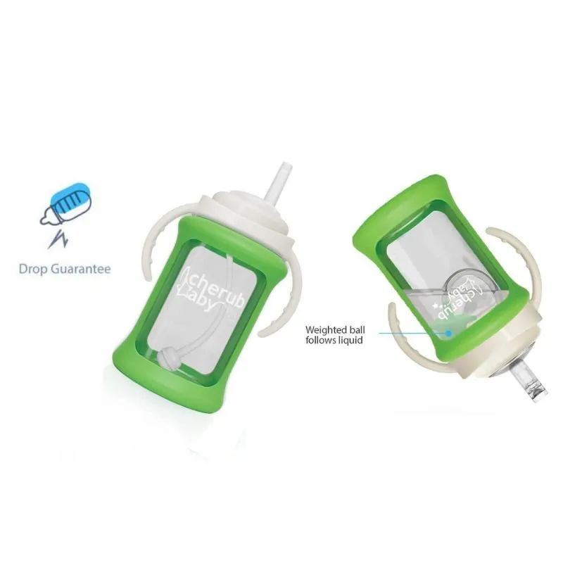 Cherub Baby Glass Bottle Wide Neck Starter Kit (0 Months  & above) - Green