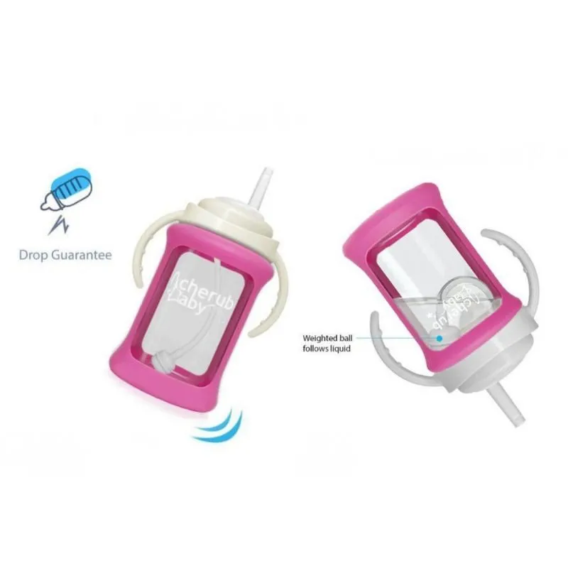 Cherub Baby Glass Bottle Wide Neck Starter Kit (0 months  & above) - Pink