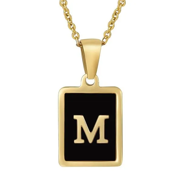 Classy Black Initial Monogram Necklace