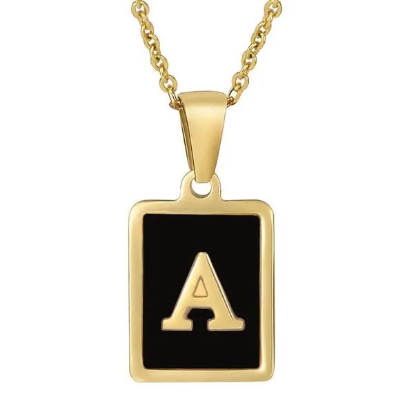 Classy Black Initial Monogram Necklace