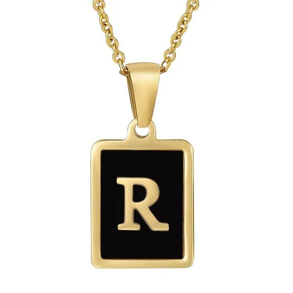 Classy Black Initial Monogram Necklace