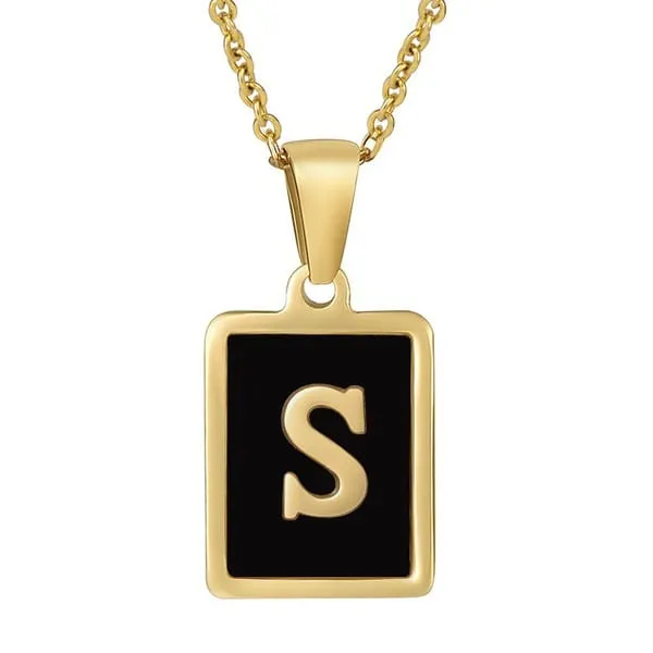 Classy Black Initial Monogram Necklace