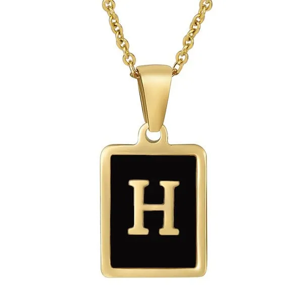Classy Black Initial Monogram Necklace