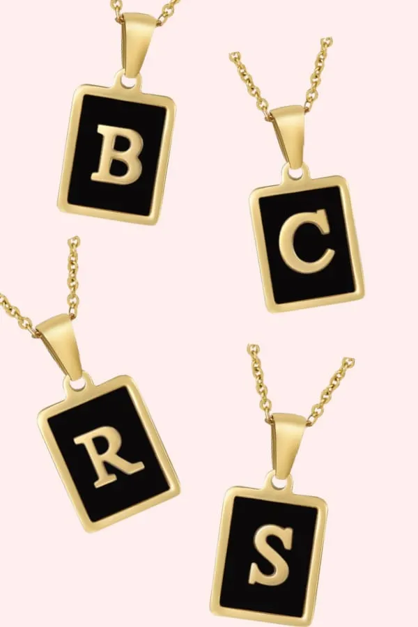 Classy Black Initial Monogram Necklace