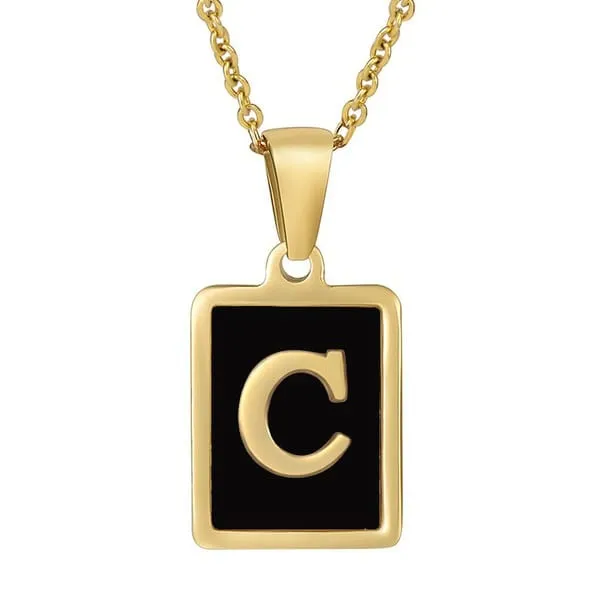 Classy Black Initial Monogram Necklace