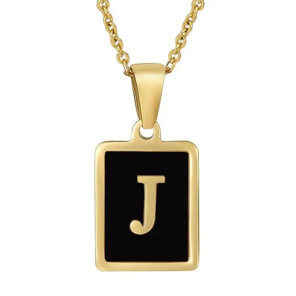 Classy Black Initial Monogram Necklace