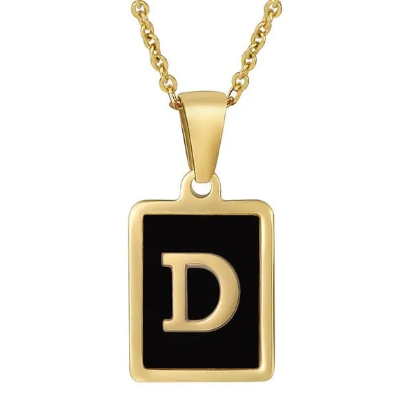 Classy Black Initial Monogram Necklace