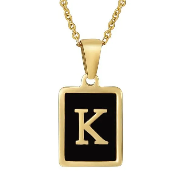 Classy Black Initial Monogram Necklace