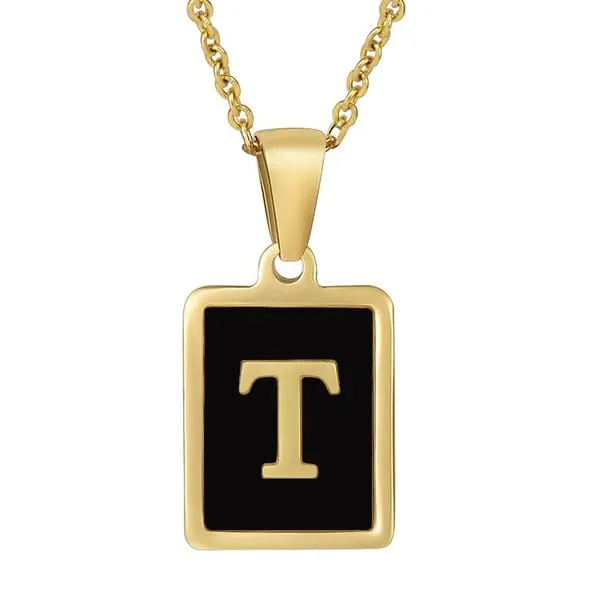 Classy Black Initial Monogram Necklace