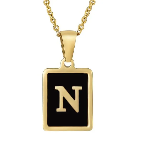 Classy Black Initial Monogram Necklace
