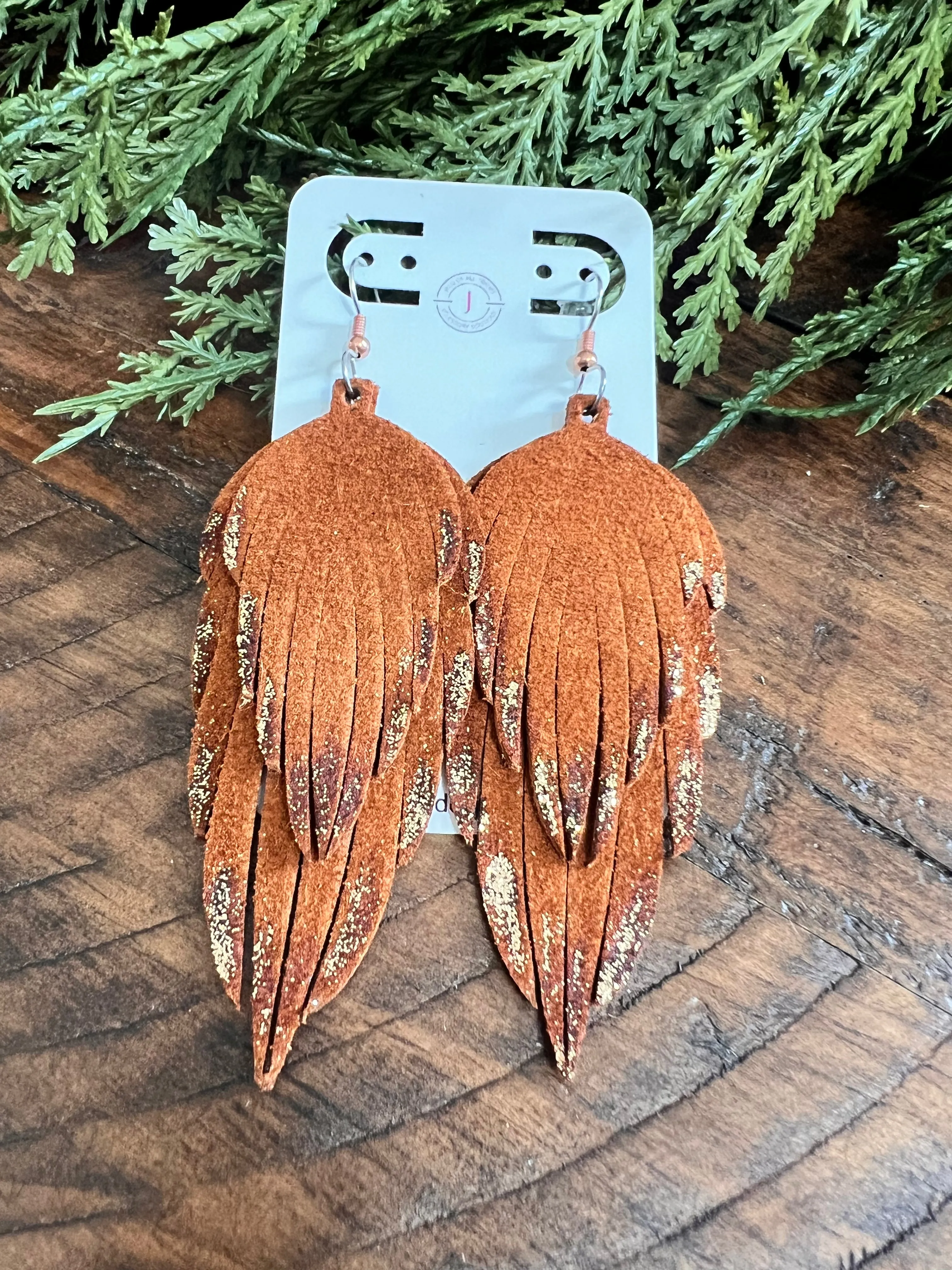 Cognac Suede Feather