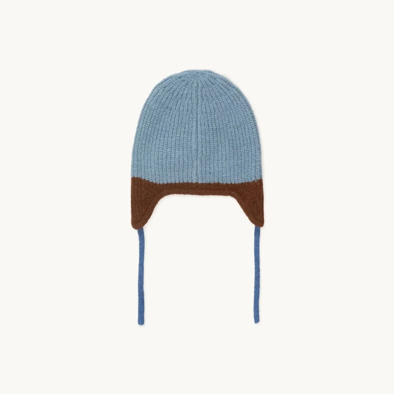 Color Block Earflap Beanie, Warm Blue & Brown