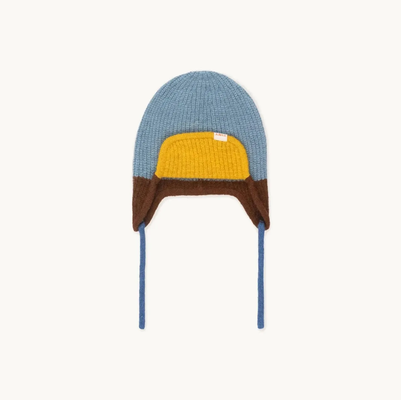 Color Block Earflap Beanie, Warm Blue & Brown