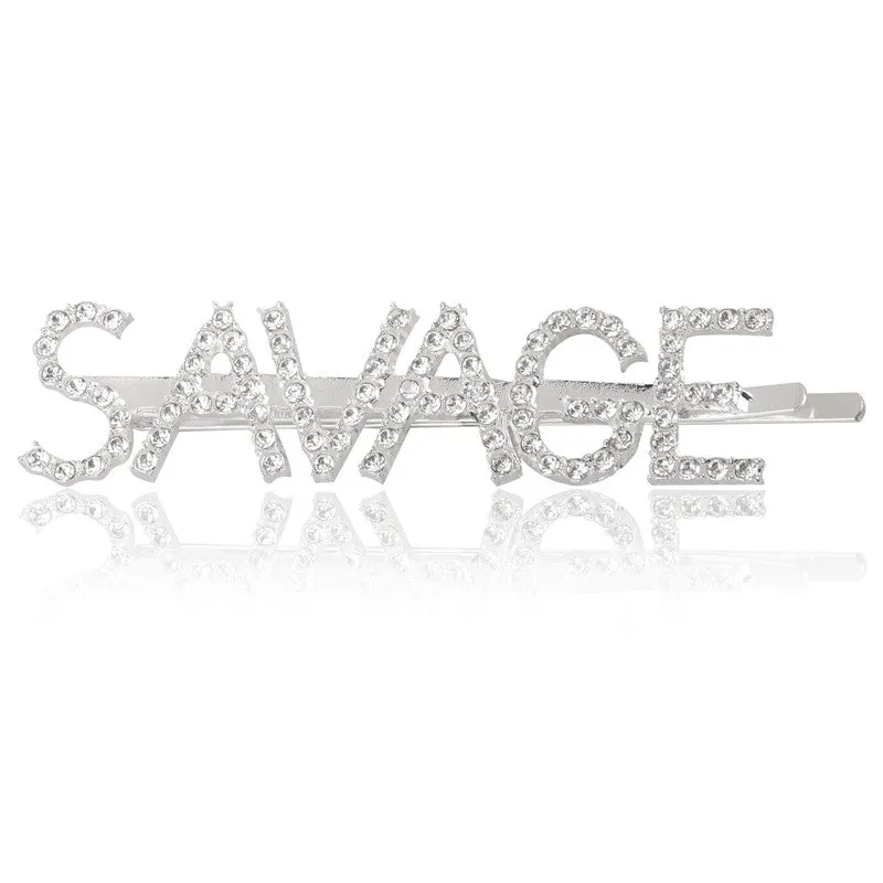 Combo Of 4 Golden Silver Love and Savage Hairclip
