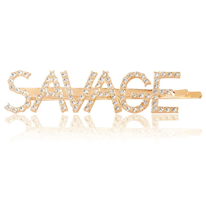 Combo Of 4 Golden Silver Love and Savage Hairclip