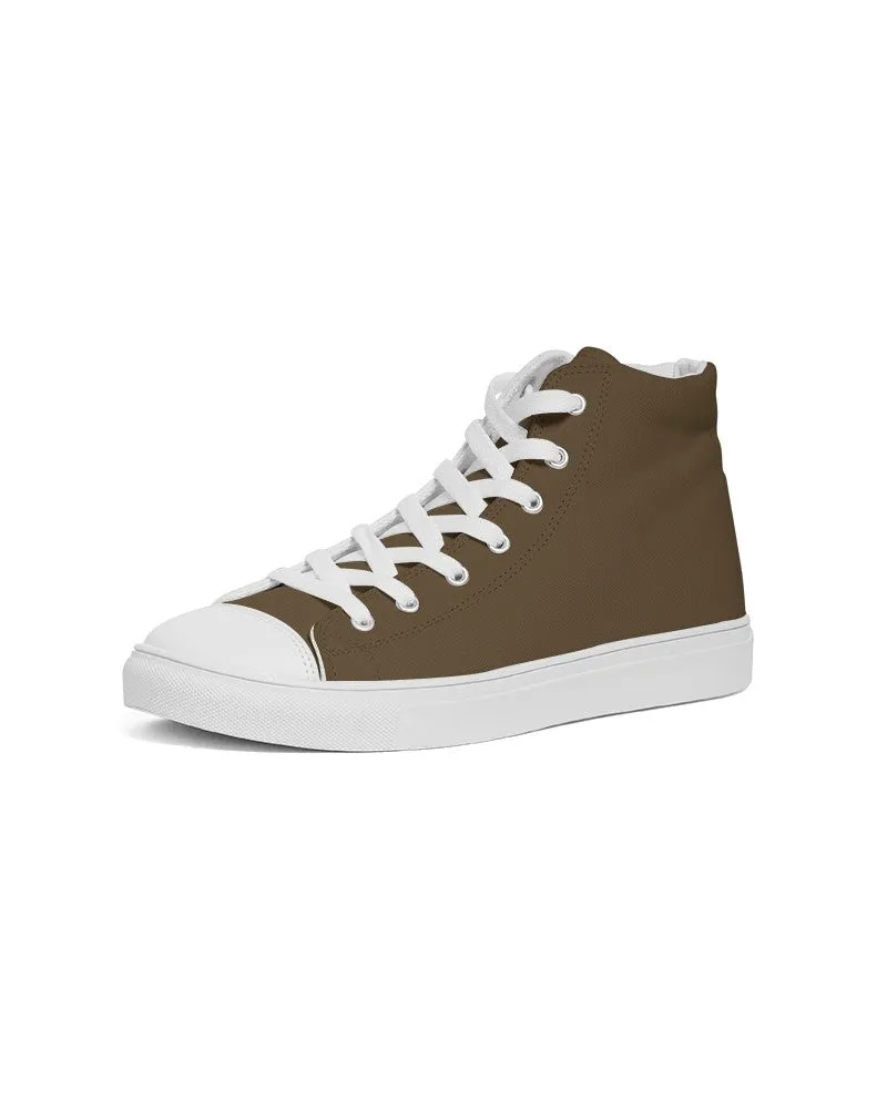 Dark Orange Brown Women's High-top Canvas Sneakers | Women's | Dark Pastel Orange Brown | C0M30Y60K80