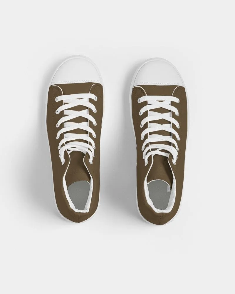 Dark Orange Brown Women's High-top Canvas Sneakers | Women's | Dark Pastel Orange Brown | C0M30Y60K80