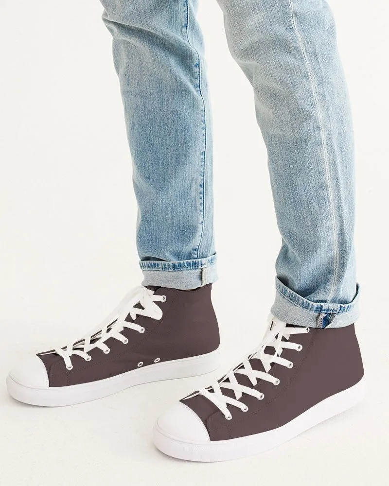 Dark Pink Brown Men's High-top Canvas Sneakers | Men's | Dark Pale Pastel Pink Brown | C0M30Y15K80