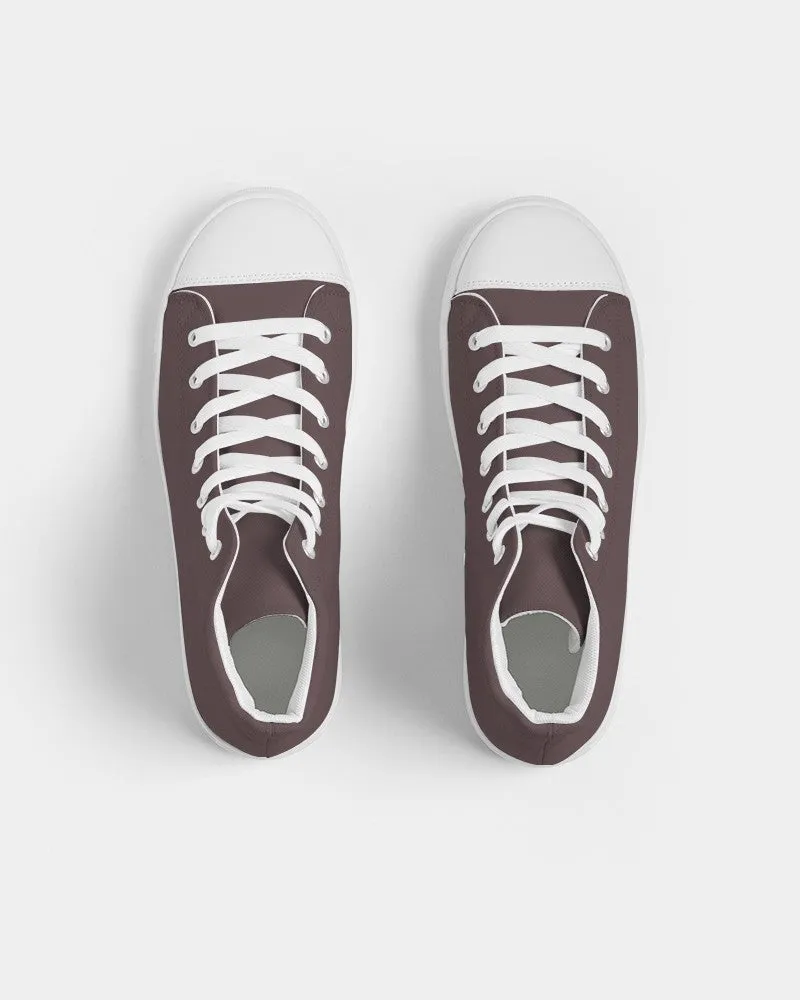 Dark Pink Brown Men's High-top Canvas Sneakers | Men's | Dark Pale Pastel Pink Brown | C0M30Y15K80
