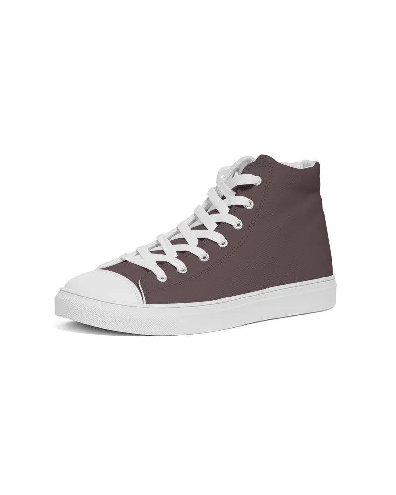 Dark Pink Brown Men's High-top Canvas Sneakers | Men's | Dark Pale Pastel Pink Brown | C0M30Y15K80