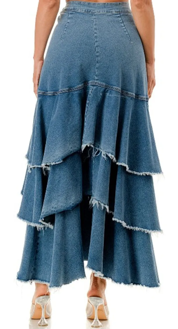Denim Ruffle Skirt