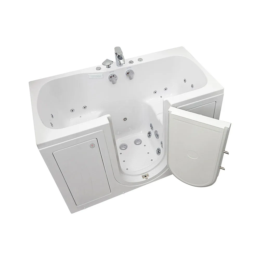 Ella Tub4Two 32"x60" Hydro   Air Massage w/ Independent Foot Massage Acrylic Two Seat Walk in Tub, Right Outswing Door, Heated Seats, 2 Piece Fast Fill Faucet, 2" Dual Drains