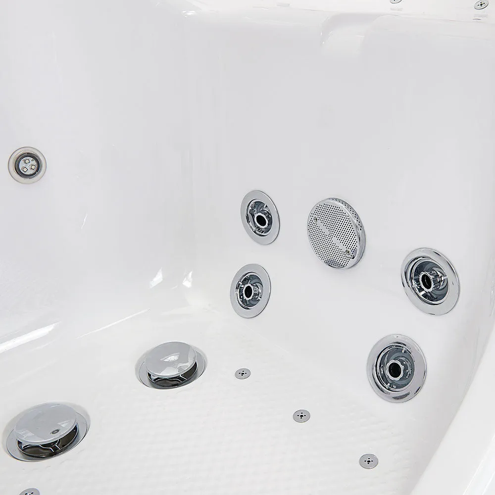 Ella Tub4Two 32"x60" Hydro   Air Massage w/ Independent Foot Massage Acrylic Two Seat Walk in Tub, Right Outswing Door, Heated Seats, 2 Piece Fast Fill Faucet, 2" Dual Drains