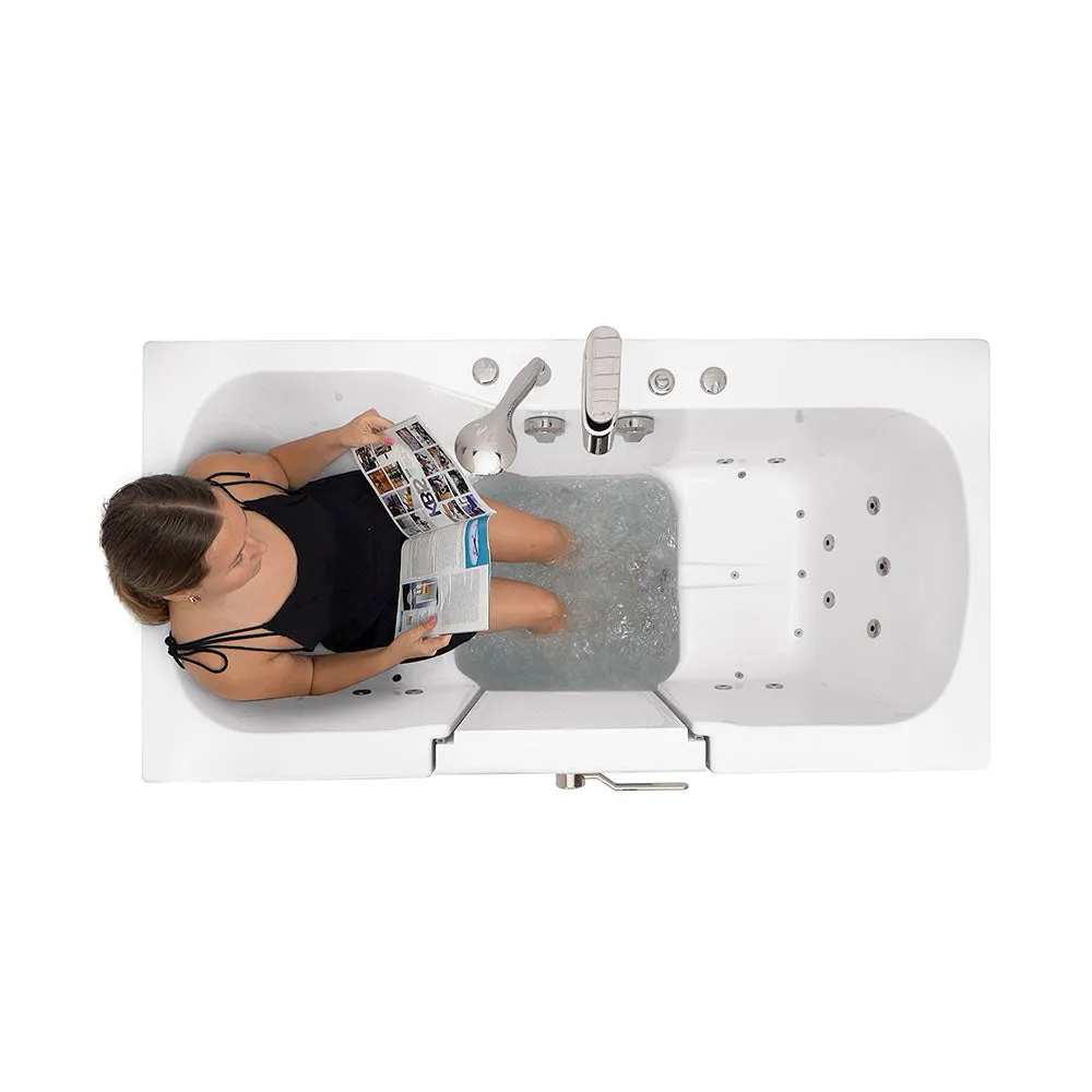 Ella Tub4Two 32"x60" Hydro   Air Massage w/ Independent Foot Massage Acrylic Two Seat Walk in Tub, Right Outswing Door, Heated Seats, 2 Piece Fast Fill Faucet, 2" Dual Drains