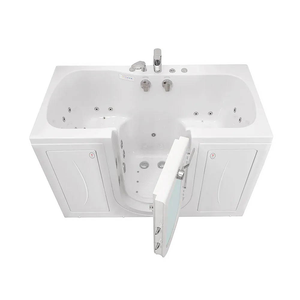 Ella Tub4Two 32"x60" Hydro   Air Massage w/ Independent Foot Massage Acrylic Two Seat Walk in Tub, Right Outswing Door, Heated Seats, 2 Piece Fast Fill Faucet, 2" Dual Drains