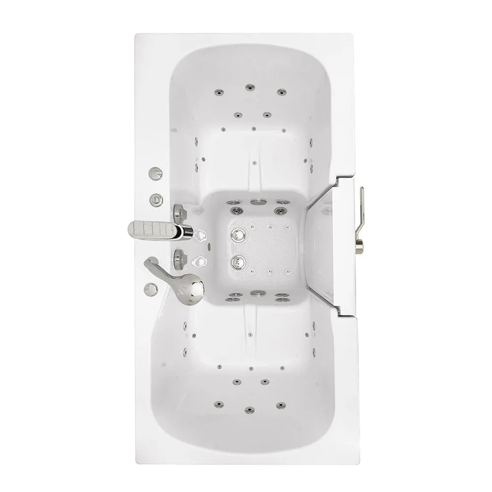 Ella Tub4Two 32"x60" Hydro   Air Massage w/ Independent Foot Massage Acrylic Two Seat Walk in Tub, Right Outswing Door, Heated Seats, 2 Piece Fast Fill Faucet, 2" Dual Drains