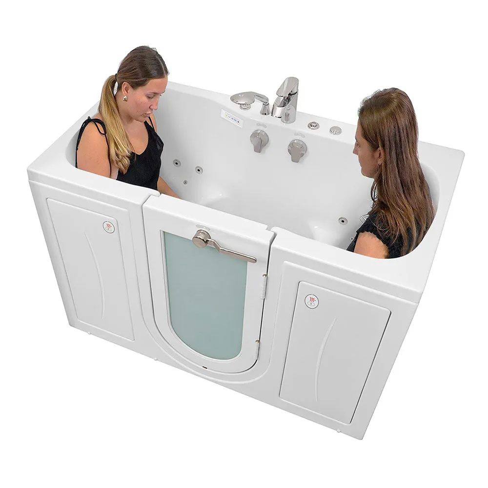 Ella Tub4Two 32"x60" Hydro   Air Massage w/ Independent Foot Massage Acrylic Two Seat Walk in Tub, Right Outswing Door, Heated Seats, 2 Piece Fast Fill Faucet, 2" Dual Drains