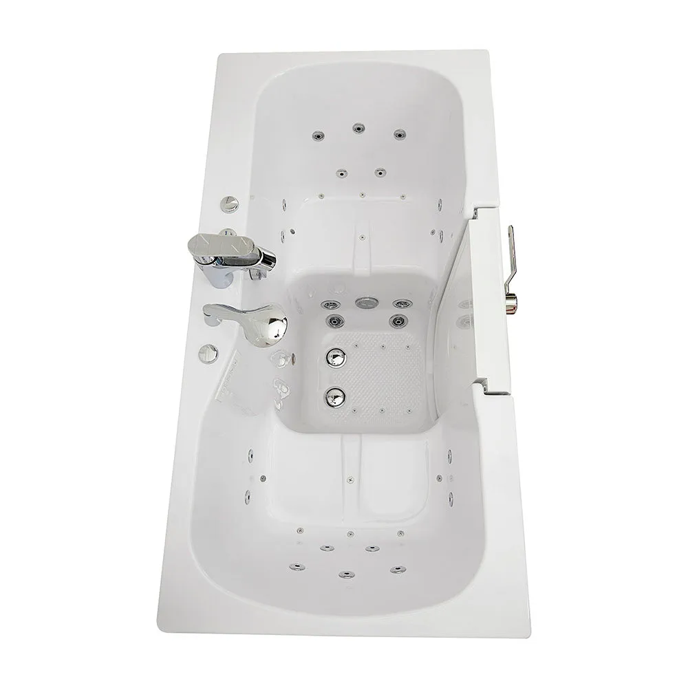 Ella Tub4Two 32"x60" Hydro   Air Massage w/ Independent Foot Massage Acrylic Two Seat Walk in Tub, Right Outswing Door, Heated Seats, 2 Piece Fast Fill Faucet, 2" Dual Drains