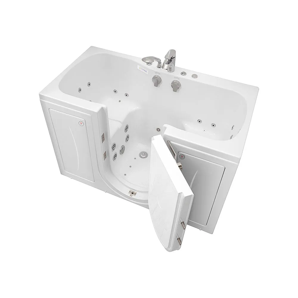 Ella Tub4Two 32"x60" Hydro   Air Massage w/ Independent Foot Massage Acrylic Two Seat Walk in Tub, Right Outswing Door, Heated Seats, 2 Piece Fast Fill Faucet, 2" Dual Drains