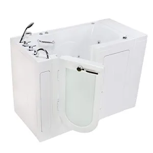 Ella's OA3252H-L Monaco Acrylic Hydro Massage Walk-in Bathtub with Left Outward Swing Door, Thermostatic Faucet Set, 2" Dual Drains, 32" x 52" x 43", White